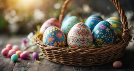  Basket of joy - Colorful Easter eggs with floral designs