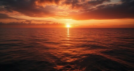 Fototapeta premium Sunset's golden glow illuminates the tranquil ocean