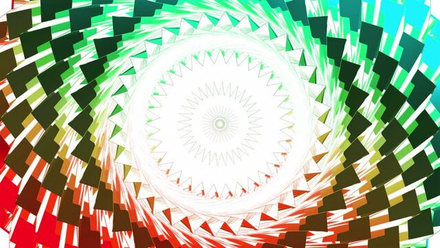 Fiery striped pattern with circular pulsating waves. Motion. Gradient color of mosaic hypnotic background.