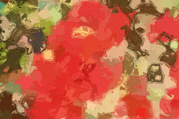 Naklejka premium Oil paintings and various flowers, roses, peonies, birds, abstract landscapes, lotus leaves, and lotus flowers