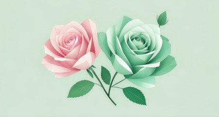 Fototapeta premium Elegance in Bloom - Pink and Green Roses