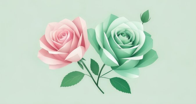  Elegance in Bloom - Pink and Green Roses