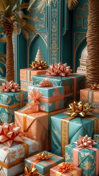islamic gift box, the background is light, gift boxes, islamic, ramadan, islam