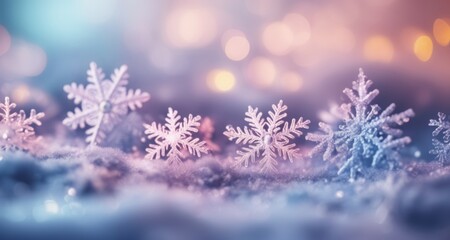 Fototapeta na wymiar Snowflakes in a winter wonderland
