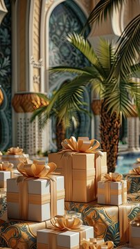 islamic gift box, the background is light, gift boxes, islamic, ramadan, islam