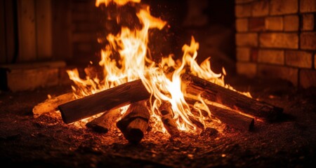  Cozy warmth of a crackling fire