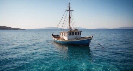 Fototapeta premium Sail into serenity with a picturesque boat journey
