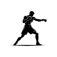 Black silhouette of a man in a boxing stance. vector logo for martial arts.