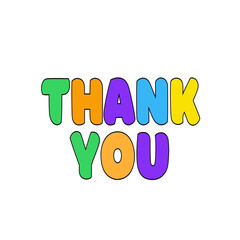Thank you. colorful text, lettering, on white background Card banner design. Vector