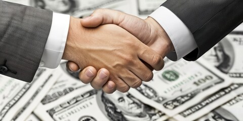 handshake with dollar bill on the background, commercial loan
