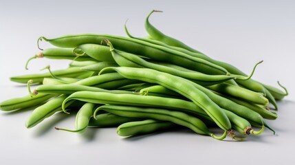 fresh green beans isolated white background