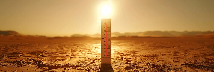 A Thermometer Displaying a High Temperature of 100 Degrees in a Scorching Environment