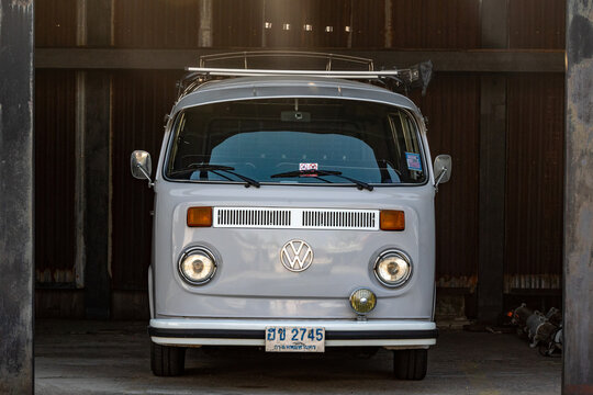 BANGKOK, THAILAND - March 4, 2024: Volkswagen T2 transporter vintage passenger van