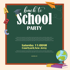 Vector illustration Back to school flyer, school sale, invitations banner post template