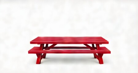  Red picnic bench, perfect for outdoor gatherings