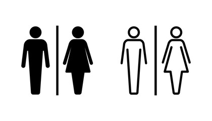 Toilet icon set. restrooms icon vector. bathroom sign. wc, lavatory