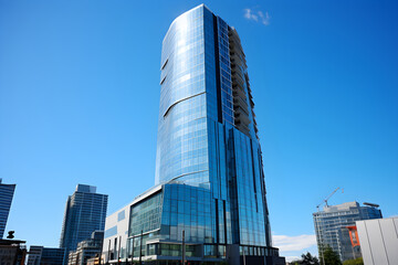 Fototapeta na wymiar CB Tower: A Glistening Beacon of Modern Architecture Set Against a Clear Blue Sky