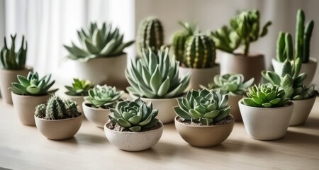  A collection of succulents in white pots, perfect for indoor decor