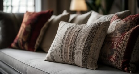  Elegant living room setting with plush pillows and cozy ambiance