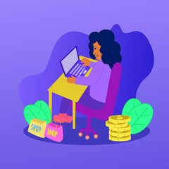 Hand drawn shopping cartoon illustration Vector in flat design