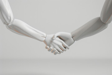 3D render of robots shaking hands
