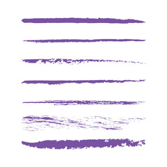 Brush stroke set isolated on white background.Collection of brush stroke for purple ink paint, grunge backdrop,dirt banner,watercolor design and dirty texture.