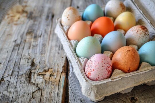 Egg Carton with Colorful Easter eggs