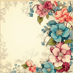 Vintage floral greeting card background