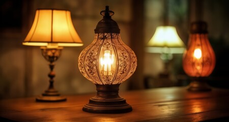  Elegant vintage lamps casting a warm glow