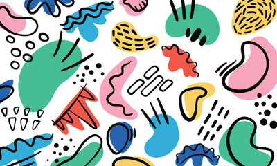 Hand drawn/drawing vector abstract full colour shape patternt templated background