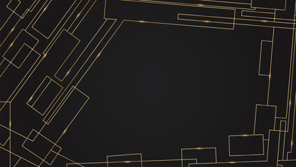 Luxury Abstract Black Background with soft texture decorated with Shiny golden lines Background PowerPoint.