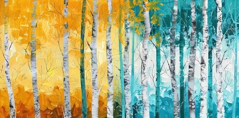 Artistic Interpretation of Birch Trees in Varied Styles. Generative AI
