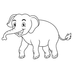 Happy cute elephant cartoon line art