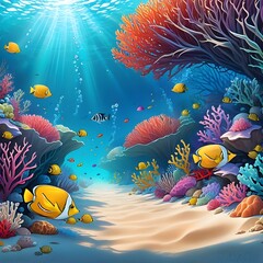 coral reef with fish and coral