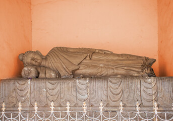 Sleeping Buddha at Buddhist Stupa, Dhauli, Orissa, India.