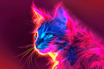 Neon animal in pop art style, glowing with electric lights