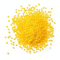 Yellow sprinkles scattered isolated on white