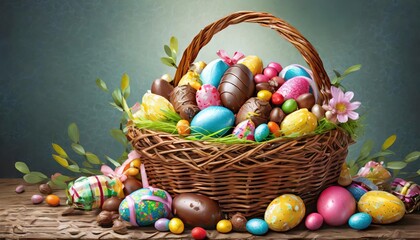 Fototapeta na wymiar Colorful Easter Eggs Background. Banner size. 3d illustration 