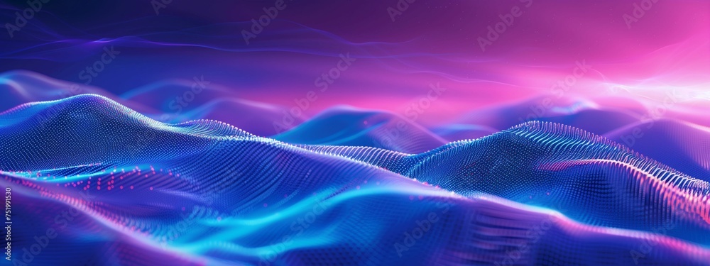 Wall mural data waves. modern neon abstract backdrop. virtual ciberspace.