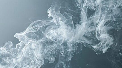 White Smoke Billowing Against a Grey Background