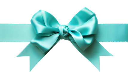 Cyan bow isolated on transparent background