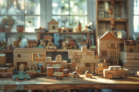 Old wooden toys for the development of thinking and logic