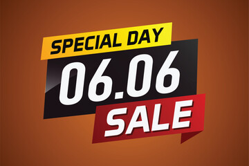 6.6 Special day sale word concept vector illustration with ribbon and 3d style for use landing page, template, ui, web, mobile app, poster, banner, flyer, background, gift card, coupon

