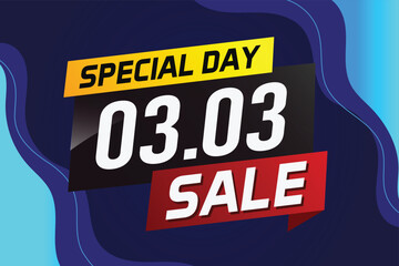 Fototapeta premium 3.3 Special day sale word concept vector illustration with ribbon and 3d style for use landing page, template, ui, web, mobile app, poster, banner, flyer, background, gift card, coupon