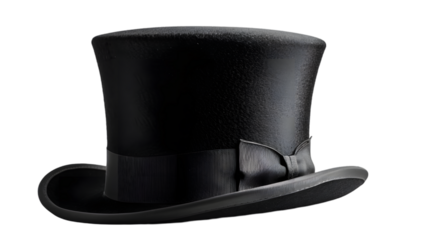 Cylinder black top hat isolated on transparent background