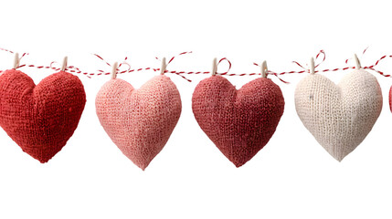garland of hearts isolated on transparent background 