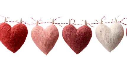garland of hearts isolated on transparent background 