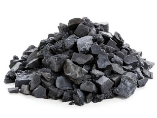 Coal Chunks Piled High Isolated on White - Symbol of Energy Resources