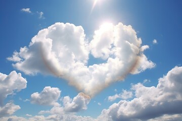 Naklejka na ściany i meble Heart-shaped cloud formation in the sky.