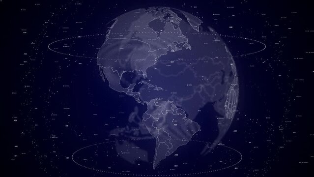 digital globe rotating, zooming in on Haiti country. Data analysis Technology Cinematic Globe rotating on Haiti Country data analysis background Energy particles around the Globe